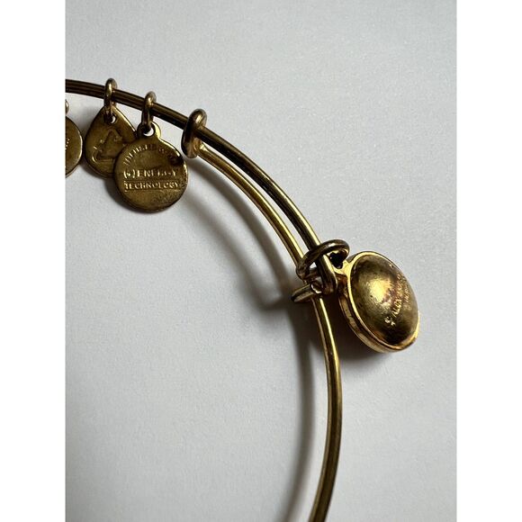 Gold Alex and Ani Bracelet with Red Gemstone Charm - Picture 4 of 4